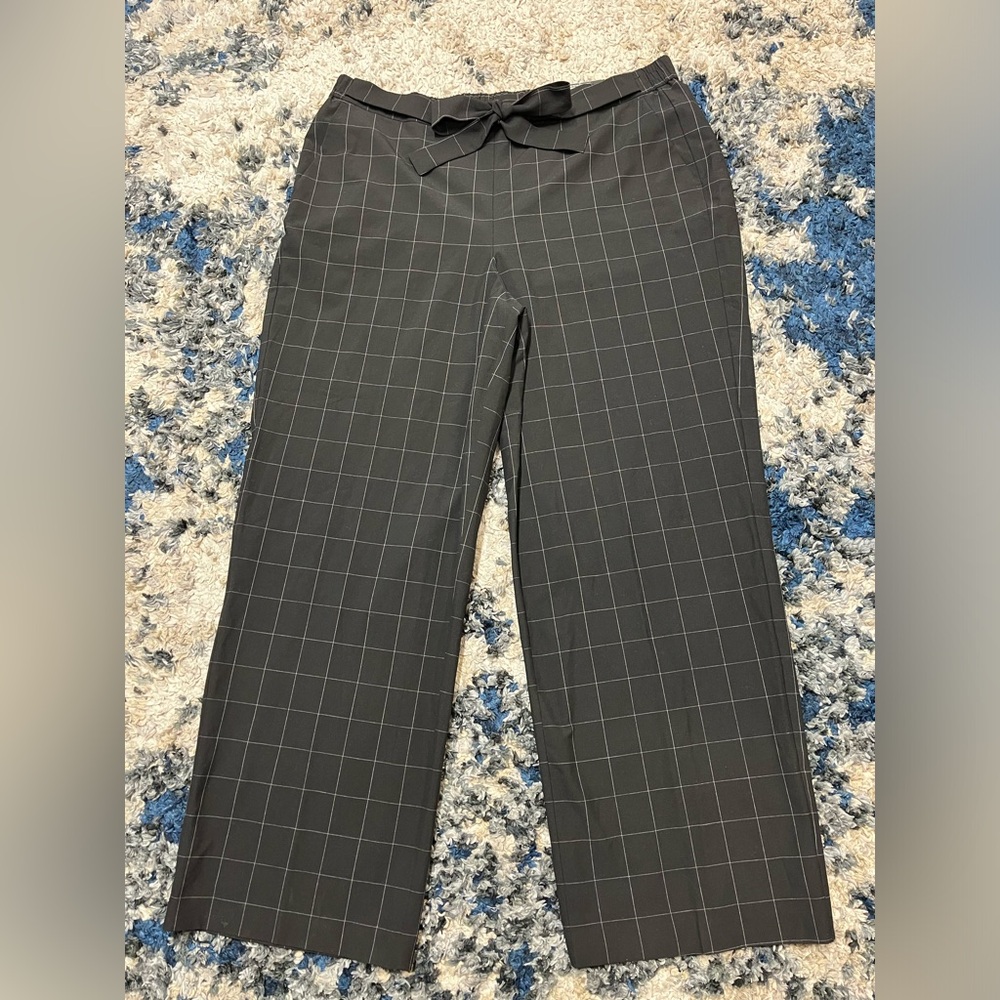 NWT Worthington Wide Leg Windowpane Pants Black White size 20w new!